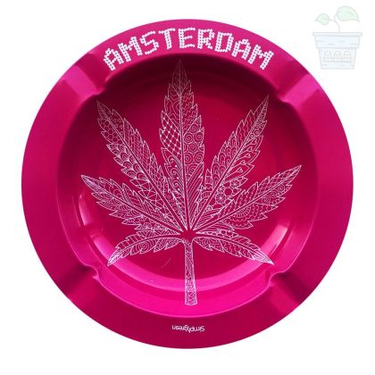 Best Buds Metal Ashtray Pink Weed Leaf