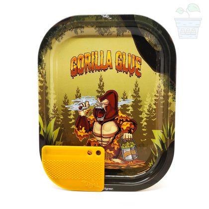 Best Buds Metal Rolling Tray Gorilla Glue Small with Magnetic Grinder Card