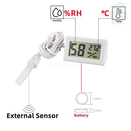 Thermo-hygrometer with probe for measuring humidity and temperature 1.3m.