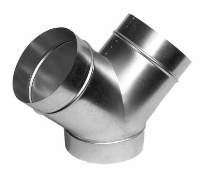 Metal Y connector for round ducts